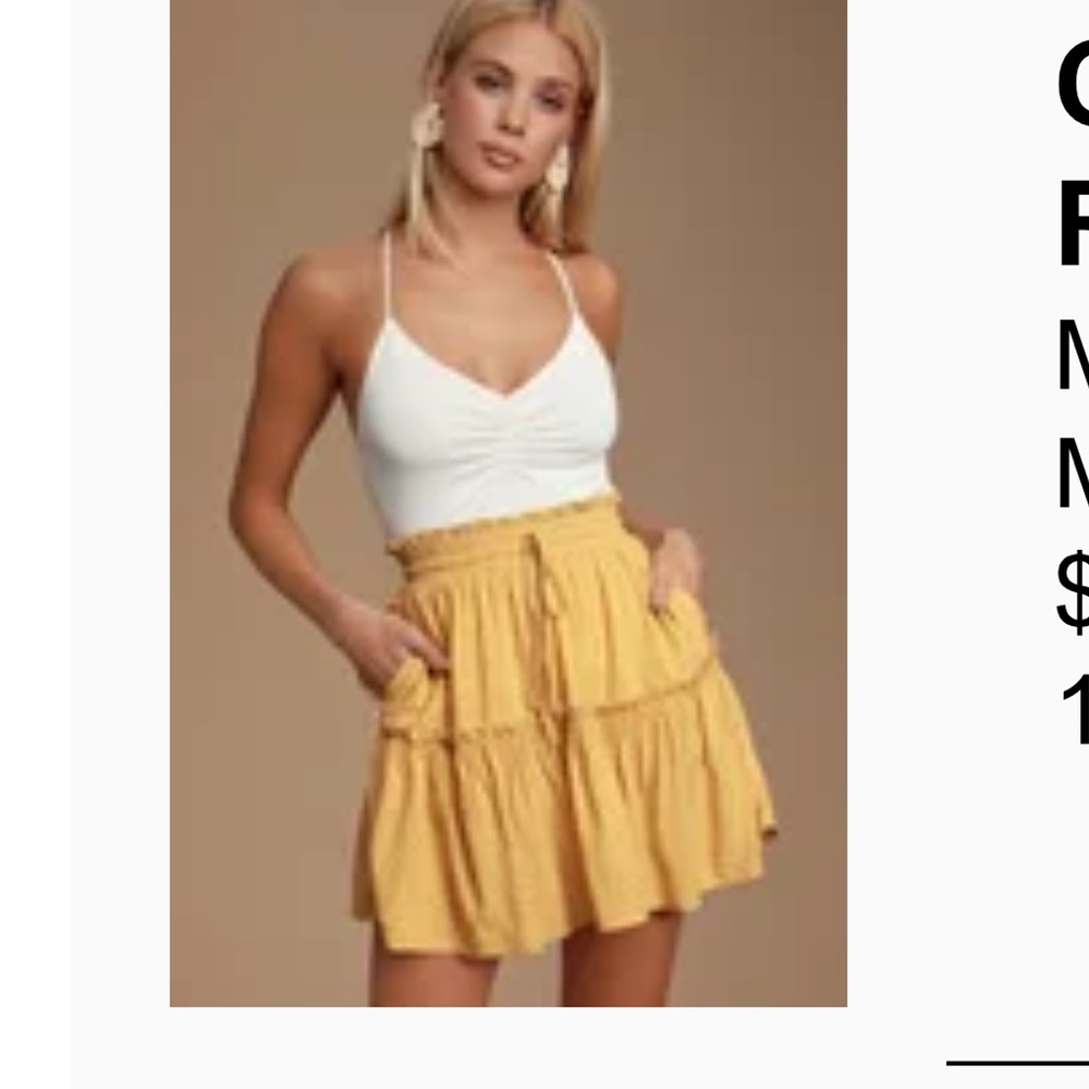 Lulus womens call you mine mustard yellow polka dot mini skirt ruffled Medium